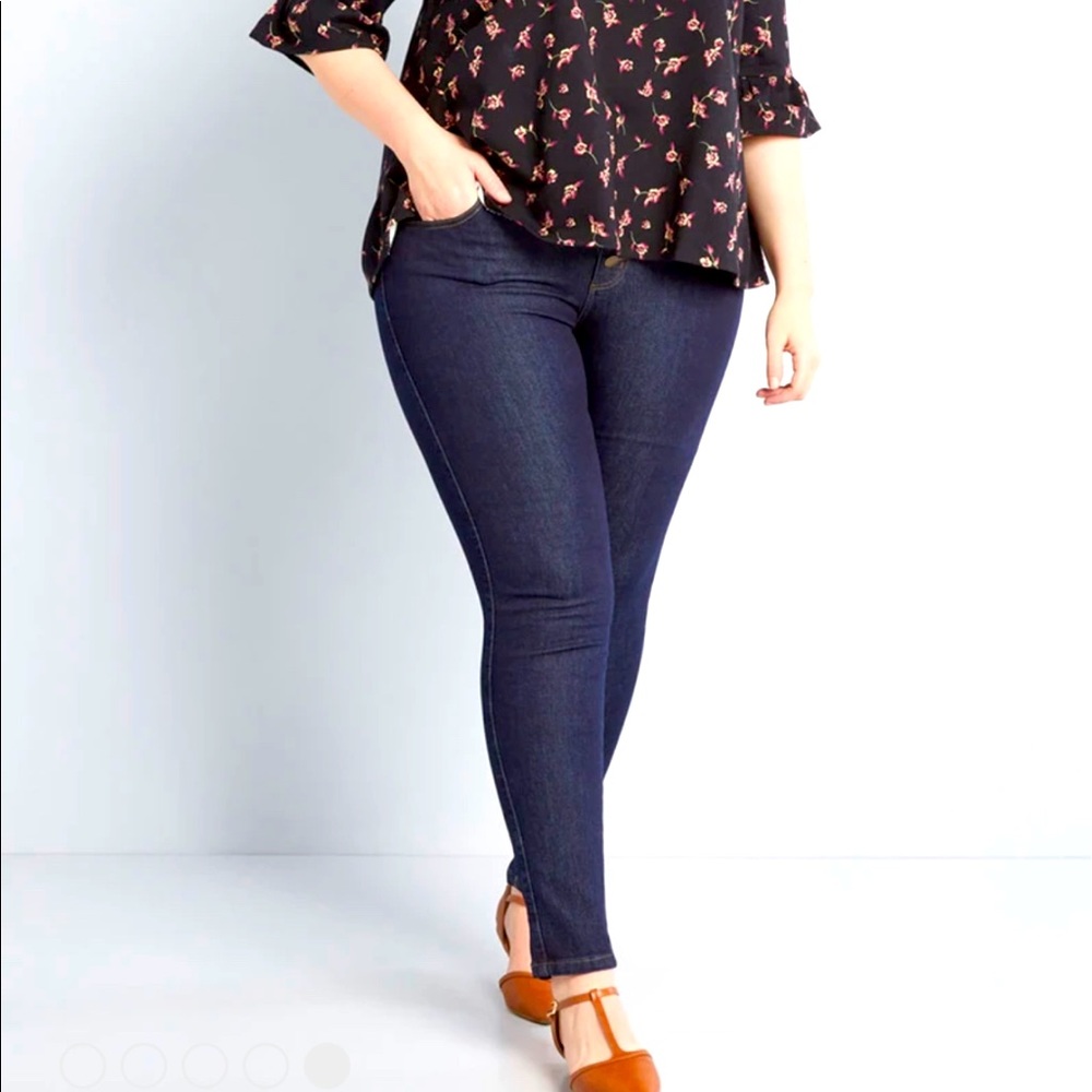 ModCloth high waisted button-up skinny jeans.